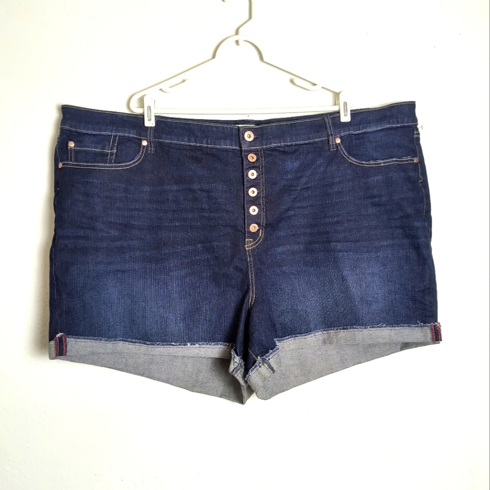 Torrid Denim First At Fit Short Plus Size 30 High Rise Stretch Blue Casual